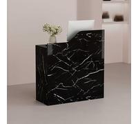 Generico Banco Reception Moderno con Vassoio per Tastiera e cassetti con Serratura, Ideale per saloni di Bellezza, Negozi, uffici e Aree Reception compatte (Effetto Marmo Nero, 80x40x95 cm).