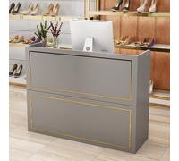 Generico Bancone Reception Grigio Oro con cassetto chiudibile a Chiave, banco Cassa con Vassoio per Tastiera, Tavolo Cassa per Negozi e saloni - Banco Cassa da 47,2 Pollici (120 cm)