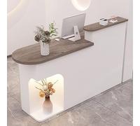 Generico Bancone Reception Moderno a LED, Elegante bancone Bianco per Ufficio, Negozio e Area Reception, Funzionale bancone Cassa con cassetto e armadietto (140x50x105 c