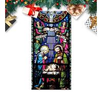 Genérico Bandiera di Natale per porta di Santa Natività, scena di mangiatoia, 200 x 90 cm, fondale di scena di presepe in tessuto, cartello di sfondo natalizio per Capodanno, Suminis