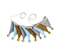 Generico Bandiere con Stendardi, Ghirlanda di Bandierine in Tessuto, Decorazioni Triangolari Colorate per Feste, con Pompon | Asilo per Bambini Camera da Aula Celebrazione di Pasqua Natale Compleann