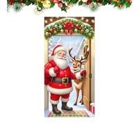 Generico Banner per Porta di Natale - Simpatica Decorazione Festosa per Porta con Renna | Copertina con Renna di Babbo Natale | Avvolgimento Festivo per L'ingresso per All'aperto, Il Soggiorno, La Fa