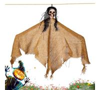 Generico Banner sospeso fantasma - Scheletro mietitore | Occhi lampeggianti | Materiale in tessuto di seta, dimensioni 37x30 cm, bracci in filo flessibile, per casa stregata, portico esterno, decorazioni