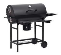 Generico Barbecue a Barile con Ruote e Ripiani Acciaio Nero 115x85x95 cm,Cucina e Pranzo,Elettrodomestici,Barbecues-313636