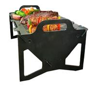 Generico Barbecue a carbone pieghevole - Grill portatile con vassoio di brace | Accessorio robusto e compatto per campeggio, giardino, balcone, spiaggia, viaggi, appartamento, patio, fumatore,