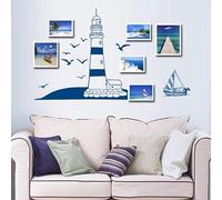 Generico Barca a Vela Faro Sea Gull Photo Frame murale Wall Sticker Decor Elegante e popolareUtile e alla Moda
