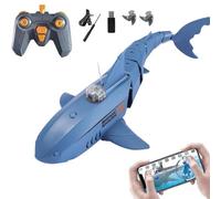 Generico Barca RC Squalo con Telecamera Subacquea HD, Telecomando 2,4G e Controllo Tramite App, Squalo Elettrico Simulato con Sistema a Doppia Elica per Piscina e Lago,Blu
