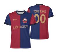 Generico Barcelona Maglietta Personalizzata Calcio,Barcelona Lamine Yamal Maglie Calcio Personalizzabili con Il Tuo Nome e Numero,Adulto e Bambino,100% Poliestere,Traspirante
