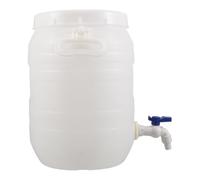 Generico Barile d'Acqua con Coperchio e Beccuccio, Contenitore d'Acqua in Plastica 10l Bianco con Doppia Maniglia, per Piante e Orto, Giardinaggio All'aperto