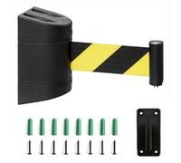 Generico Barriera a Nastro Retrattile da Parete per Il Controllo della Folla, Nastro a Chevron Estensibile con Freno di Sicurezza, barriera per Code, Nera, con Accessori di Montaggio - Cordone di SIC