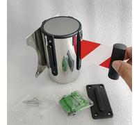 Generico Barriera a Nastro Retrattile per Montaggio a Parete, cordone di Sicurezza con alloggiamento in Acciaio Inossidabile e Accessori di Montaggio.