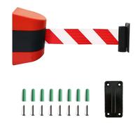 Generico Barriera di Sicurezza Retrattile con Accessori di Montaggio - Cordone di Sicurezza da 5 m/16,4 Piedi per Code - Ideale per aeroporti, Banche e scuole - Barriera di Sicurezza a Nastro resiste