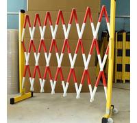 Generico Barriera di Sicurezza Retrattile per Il Controllo del Traffico - Cancello di Sicurezza Mobile con Ruote, Controllo Flessibile della Folla, Pali telescopici isolati, Rosso e Bianco, 1,2x5 m -