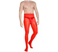 Generico Bas de Soie pour Hommes Qing Pastèque Fichier Grande Oeuf Vertical Bas de Soie pour Hommes Huile Brillant Collants Mince Haute Élastique Aiguille Huile (Red One Size)