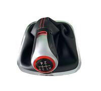 Generico Base del pomello del cambio Pomello del cambio a 5 e 6 velocità con cuffia in pelle cromata per VW Polo 6R Sedan 2010-2017 sostituzione(5 speed type 2)