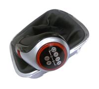 Generico Base del pomello del cambio Pomello del cambio a 5 e 6 velocità con cuffia in pelle cromata per VW Polo 6R Sedan 2010-2017 sostituzione(5 speed type 1)