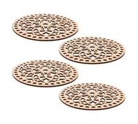 Generico Base in Legno Rotonda per Borse all Uncinetto 4 Pezzi, Fondo per Cesto Artigianale Resistente e Versatile, Design Intagliato Naturale per Lavori DIY