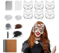 Generico Base Maschera Gatto | Maschere Animali Grezze per Travestimenti - Accessori Costume con Rete e Feltro per Feste Maschere Carnevale Unisex