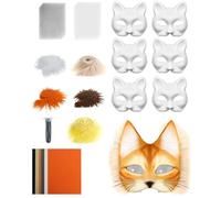 Generico Base Maschera Gatto, Set Maschere Gatto in Bianco, Accessori Costume con Rete e Feltro per Feste Maschere Carnevale Unisex
