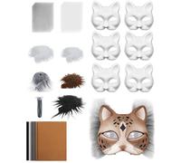 Generico Base Maschera Gatto | Set Maschere Gatto in Bianco - Costume con Rete e Feltro per Feste Maschere Carnevale Unisex