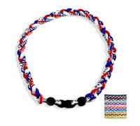 Generico Baseball NecklacesThree Braided Rope Tornado Pattern Necklace for beaded rope for rope number necklaces for game day (14#,19 inches)