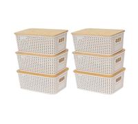 Generico Basket with Lid, 6-Pack Stackable Containers, Compact Organizer Boxes with Secure Lids, Dust-Proof Storage Cubes, Modern Bin Set with Style, Organizer for Shelves and Desks