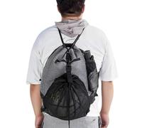 Generico Basketball Drawstring Bags, Large Capacity Backpack, 18.5x14.96inches, Fitness Drawstring Bag, Water-Resistant, Black, 1 Piece, Workout, Volleyball, Travel, Swimming, Beach, Soccer, Gym