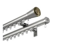 Generico Bastone per Tenda in Alluminio a Doppio Binario Montato a Parete, Asta Romana Scorrevole Verso Il Basso, Decorativa Bastoni per Tende da Finestra a Bovindo(Gray,110cm/3.61ft)