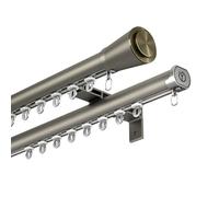 Generico Bastone per Tenda in Alluminio a Doppio Binario Montato a Parete, Asta Romana Scorrevole Verso Il Basso, Decorativa Bastoni per Tende da Finestra a Bovindo(Champagne,300cm/9.8ft(3 * 100cm))