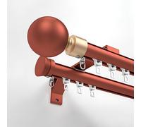 Generico Bastoni per Tende Doppi per Finestre da 70-600cm, con Semplice Testa Decorativa, Bastone per Tende Decorativo da Fattoria Resistente per Camera da Letto E Patio(Orange,140cm/4.6ft)