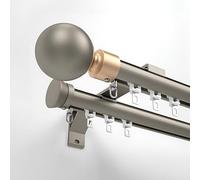 Generico Bastoni per Tende Doppi per Finestre da 70-600cm, con Semplice Testa Decorativa, Bastone per Tende Decorativo da Fattoria Resistente per Camera da Letto E Patio(Champagne,180cm(2 * 90cm))