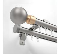 Generico Bastoni per Tende Doppi per Finestre da 70-600cm, con Semplice Testa Decorativa, Bastone per Tende Decorativo da Fattoria Resistente per Camera da Letto E Patio(Gray,280cm(2 * 140cm))