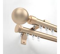 Generico Bastoni per Tende Doppi per Finestre da 70-600cm, con Semplice Testa Decorativa, Bastone per Tende Decorativo da Fattoria Resistente per Camera da Letto E Patio(Gold,210cm(2 * 105cm))