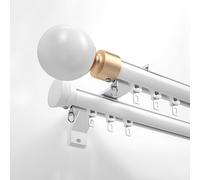 Generico Bastoni per Tende Doppi per Finestre da 70-600cm, con Semplice Testa Decorativa, Bastone per Tende Decorativo da Fattoria Resistente per Camera da Letto E Patio(Bianco,290cm(2 * 145cm))