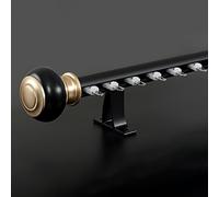 Generico Bastoni per Tende in Alluminio da 28.0mm, Scorritenda con Staffe in Metallo E Testa Decorativa, Binario Tenda da Porta da 70-600cm per Montaggio A Parete E Finestra(Nero,400cm(4 * 100cm))