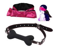 Generico Bavaglio a forma di osso BDSM e benda per gli occhi, set di allenamento bondage popolare per coppie per giochi di ruolo -LC12ITW (Nero:Z)