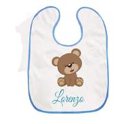 Generico Bavetta Bavaglino con velcro a strappo Personalizzata per rendere i pasti più divertenti stampa teneri animaletti a scelta e nome del bambino regalo nascita, battesimo neonato visita nato