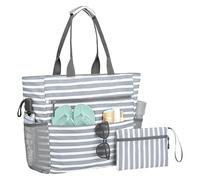Generico Beach Bag, Portable Foldable Tote with Zipper and Coin Purse, Lightweight Outdoor Handbag for Daily Commute Work Travel Hiking Picnic Camping Beach Vacation Essentials 40.5x39x17cm