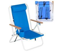 Generico Beach Chair, Folding Chair, 30.71x22.64x21.65 Inches, Adjustable Recliner Seat, Lounger Headrest and Cup Holder, for Camping, Picnic, Travel, Summer, Tailgate, Poolside, Backyard