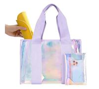 Generico Beach Tote, PVC Shoulder Handbag, 13.78x6.89x11.81 Inches, Large Storage Pouch, Durable Lightweight Build, Waterproof Travel Bag for Shopping Gym Concerts Outdoor Use
