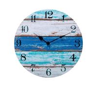 Generico Beach Wall Clock - 30cm Easy Read | Wood Retro Numeral Timepiece, Non Ticking Silent Theme Hanging Clock Decor For Home Kitchen Bathroom Living Room Coastal Workplace Ornament