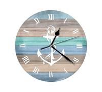 Generico Beach Wall Clock - 30cm Easy Read | Wood Retro Numeral Timepiece, Non Ticking Silent Theme Hanging Clock Decor For Home Kitchen Bathroom Living Room Coastal Workplace Ornament