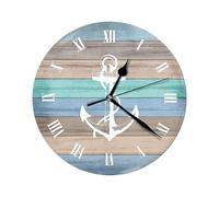 Genérico Beach Wall Clock - Theme Wall Clock | Easy To Read Walls Clocks, Easy To Read Walll Clockk, Beach Themed Blue Walls Clocks, Vintage Rustic Coastal Clockk For Workplace and Living