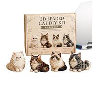 Generico Bead Animal Making Kit - ABS 20cm Mini 3D Cat Beading Set Single Pack For Kids Beginners - DIY Handmade Craft Activity - Creative Educational Hobby Gift