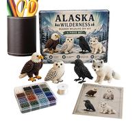 Generico Beaded Animal Craft Kit - Glass Mini 6x4x3cm | 4 Pack 3D Wild Embroidery Set with Instructions | Easy Fun Portable Handmade DIY Project for Home House Indoor Inside Classroom Kids Beginners