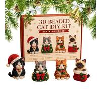 Generico Beaded Animal Kit, Christmas Cat Craft Supplies, Tiny 3D Beaded