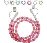 Generico Beaded Charging Cord 4 in 1 - Colorful Beaded Phone Charger, 3.3ft Fast BeadedCharger Cords for All Device USB C and Type C (Pink red)