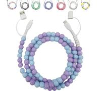 Generico Beaded Charging Cords, 4-in-1 Beaded Charging Cable, 3.3ft Colorful Anti-Tangle USB Cable for iPhone, Galaxy S25 & Most Devices (purple)