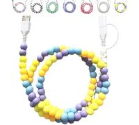 Generico Beaded Charging Cords, 4-in-1 Beaded Charging Cable, 3.3ft Colorful Anti-Tangle USB Cable for iPhone, Galaxy S25 & Most Devices (yellow)