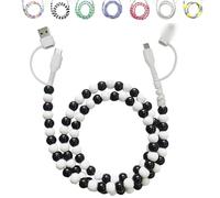 Generico Beaded Charging Cords, 4-in-1 Beaded Charging Cable, 3.3ft Colorful Anti-Tangle USB Cable for iPhone, Galaxy S25 & Most Devices (black)